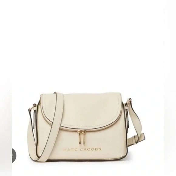 NWT Marc Jacobs Messenger White Leather with Gold accents Crossbody Purse - Picture 5 of 12